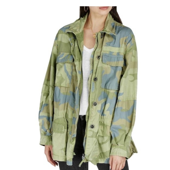 Free People Green Lead The Way Camouflage Field Jacket - Picture 4 of 9